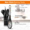 10-Piece Kitchen Cooking Utensils Set - Non-stick Heat Resistant Silicone Kitchen Gadgets Cookware Tools, Cooking Utensils Set with Holder, Pots & Pans Accessories - NutriChef NCUTL10GD (Silver/Black) view 3