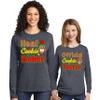 Head Cookie Baker Official Cookie Tester Christmas Women Long Sleeve Shirt Dark Grey Heather view 2