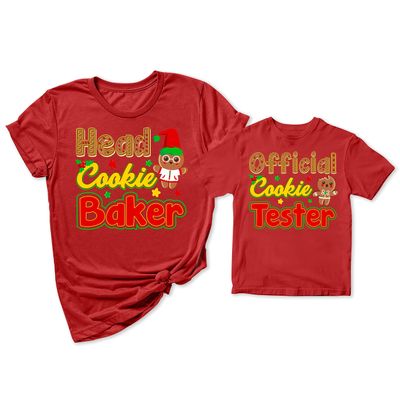 Head Cookie Baker Official Cookie Tester Christmas Women T-Shirt Red