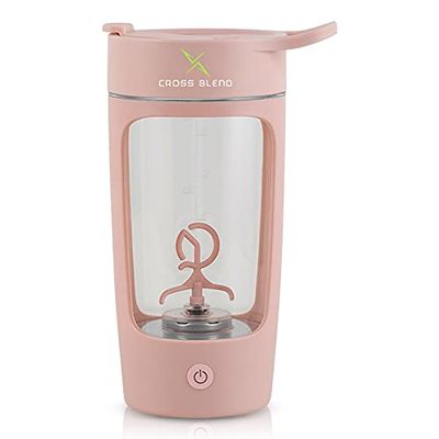 Crossblend Powder & Liquid Mix Bottle Powerful Powder Mixer for Making Protein Shakes Certified Food-Grade ABS Materials, Crossblend Blades, Powerful and Silent Motor, Lightweight and Portable, USB Rechargeable