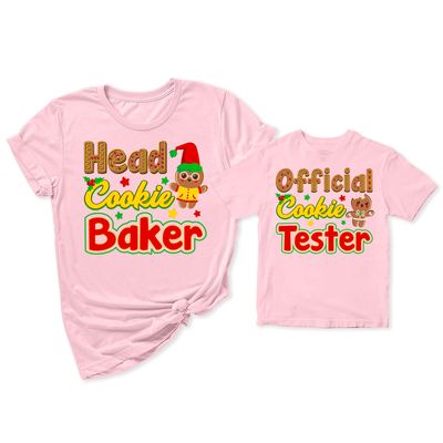 Head Cookie Baker Official Cookie Tester Christmas Women T-Shirt Pink