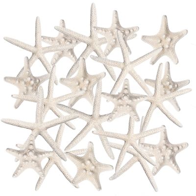 Nautical Crush Trading Starfish & Knoby Starfish Decor - (10) White Starfish 4-6" and (10) Knobby Starfish 2-3.5" - Beach Wedding Decor - Coastal Party Decorations - Seashell Decor