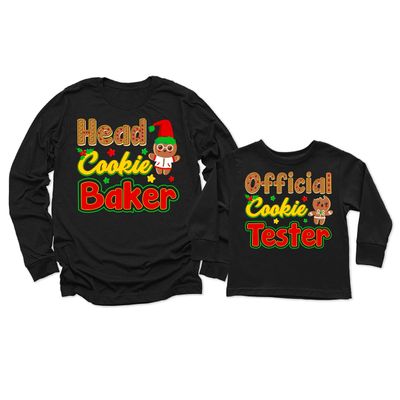 Head Cookie Baker Official Cookie Tester Christmas Women Long Sleeve Shirt Black