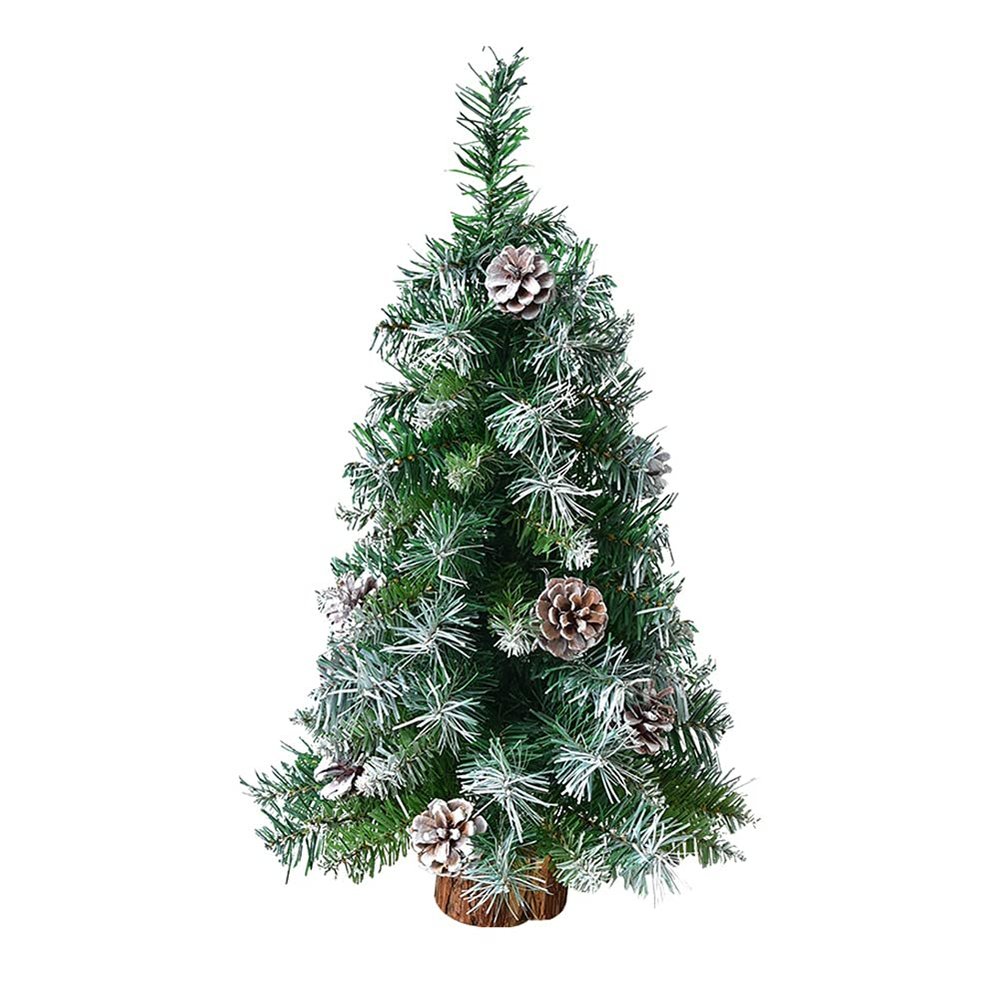 Desk Christmas Tree Mini Artificial Tabletop Christmas Trees Small Desktop Office Home Decorations PVC Xmas Tree with Stand Base (2FT)