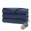 Sunbeam Queen Luxurious Velvet Electric Heated Blanket with 10 Heat Settings 2-Controllers and Machine Washable, 84" x 90", Blue view 1