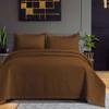 Tribeca Living Oversized Queen Quilt Set, Three-Piece Box Stitch Soft Bedding Set Includes One Quilt & Two Sham Pillowcases, Wrinkle Resistant Super Soft 110-GSM Microfiber Naples/Chocolate view 1