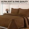 Tribeca Living Oversized Queen Quilt Set, Three-Piece Box Stitch Soft Bedding Set Includes One Quilt & Two Sham Pillowcases, Wrinkle Resistant Super Soft 110-GSM Microfiber Naples/Chocolate view 3