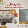 Sunbeam Queen Microplush Electric Heated Blanket with 10 Heat Settings, Preheat Feature, 2 Personalized Controllers, UL Certified (Gray) view 1