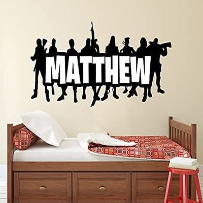 Gaming Name Wall Decal - Personalized Video Games Custom Name Vinyl Sticker Gamer Wall Decor Gamer Tag Wall Art Poster Wall Sign Sticker (50"W x 24"H)