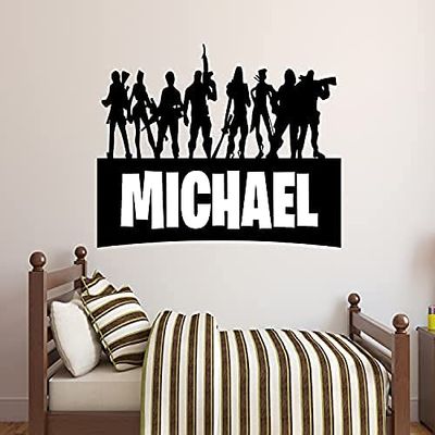 Personalized Gamer Name Wall Decal - Video Games Custom Name Vinyl Sticker Gaming Wall Decor Gamer Tag Wall Art Poster Wall Sign Sticker (42" W x 30" H)