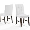 America Luxury - Chairs Tufted Side Dining Chair, Set of 2, Faux Leather, Wood, White, Modern, Cafe Bistro Restaurant view 1