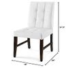 America Luxury - Chairs Tufted Side Dining Chair, Set of 2, Faux Leather, Wood, White, Modern, Cafe Bistro Restaurant view 3