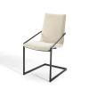 America Luxury - Chairs Side Dining Chair, Fabric, Metal, Black Beige, Modern Contemporary, Bistro Restaurant Hospitality view 1