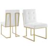 America Luxury - Chairs Side Dining Chair, Set of 2, Fabric, Metal, Gold White, Modern Contemporary, Cafe Bistro Hospitality view 1