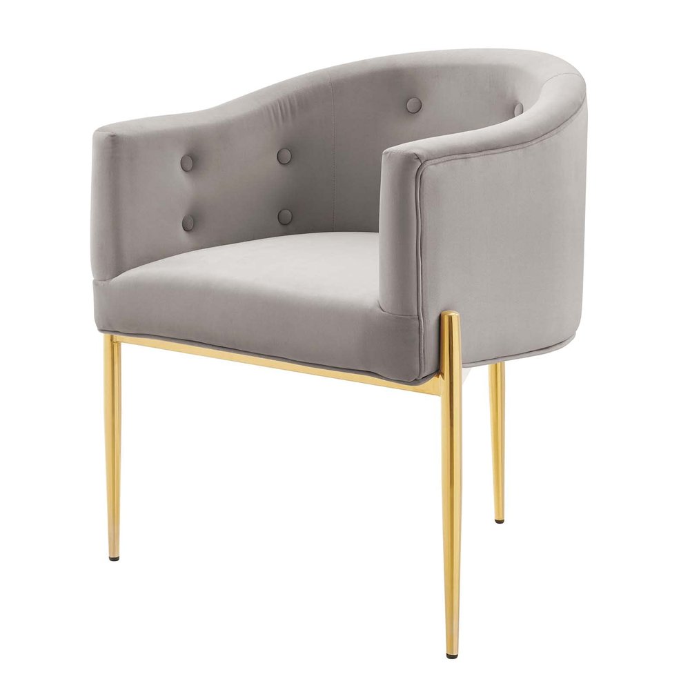America Luxury - Chairs Tufted Accent Chair, Velvet, Metal, Light Grey Gray, Modern Contemporary, Lounge Hotel Hospitality