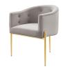 America Luxury - Chairs Tufted Accent Chair, Velvet, Metal, Light Grey Gray, Modern Contemporary, Lounge Hotel Hospitality view 1