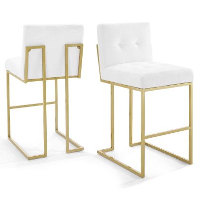 America Luxury - Stools Bar Stool Chair Barstool, Set of 2, Velvet, Metal, Gold White, Modern, Bar Pub Bistro Restaurant