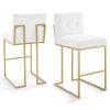 America Luxury - Stools Bar Stool Chair Barstool, Set of 2, Velvet, Metal, Gold White, Modern, Bar Pub Bistro Restaurant view 1