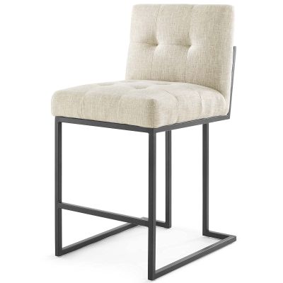America Luxury - Stools Counter Stool Chair, Metal, Black Beige, Modern, Bar Pub Cafe Bistro Hotel Restaurant Hospitality