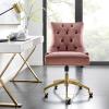 America Luxury - Chairs Computer Work Desk Tufted Chair, Velvet, Gold Pink, Modern Contemporary, Home Business Office view 2