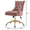 America Luxury - Chairs Computer Work Desk Tufted Chair, Velvet, Gold Pink, Modern Contemporary, Home Business Office view 3