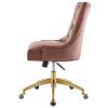 America Luxury - Chairs Computer Work Desk Tufted Chair, Velvet, Gold Pink, Modern Contemporary, Home Business Office view 4
