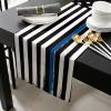 Thin Blue Line Table Runners Burlap-Cotton Runner 120 Inche Long, American USA Flag Enforcement Farmhouse Table Runners, Blue Stripes Outdoor Dining Tablecloths Decor for Party/Wedding 13x120 view 2