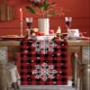 Christmas White Snowflake Table Runners Burlap-Cotton Runner 120 Inche Long, Red and Black Buffalo Plaid Farmhouse Holiday Table Runners, Outdoor Dining Tablecloths Decor for Party/Wedding 13x120 view 2