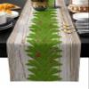Christmas Pine Branch Table Runners Burlap-Cotton Runner 72 Inche Long, Winter Holiday Xmas Garland Farmhouse Rustic Table Runners, Outdoor Dining Tablecloths Decor for Baby Shower/Party/Wedding 13x72 view 1