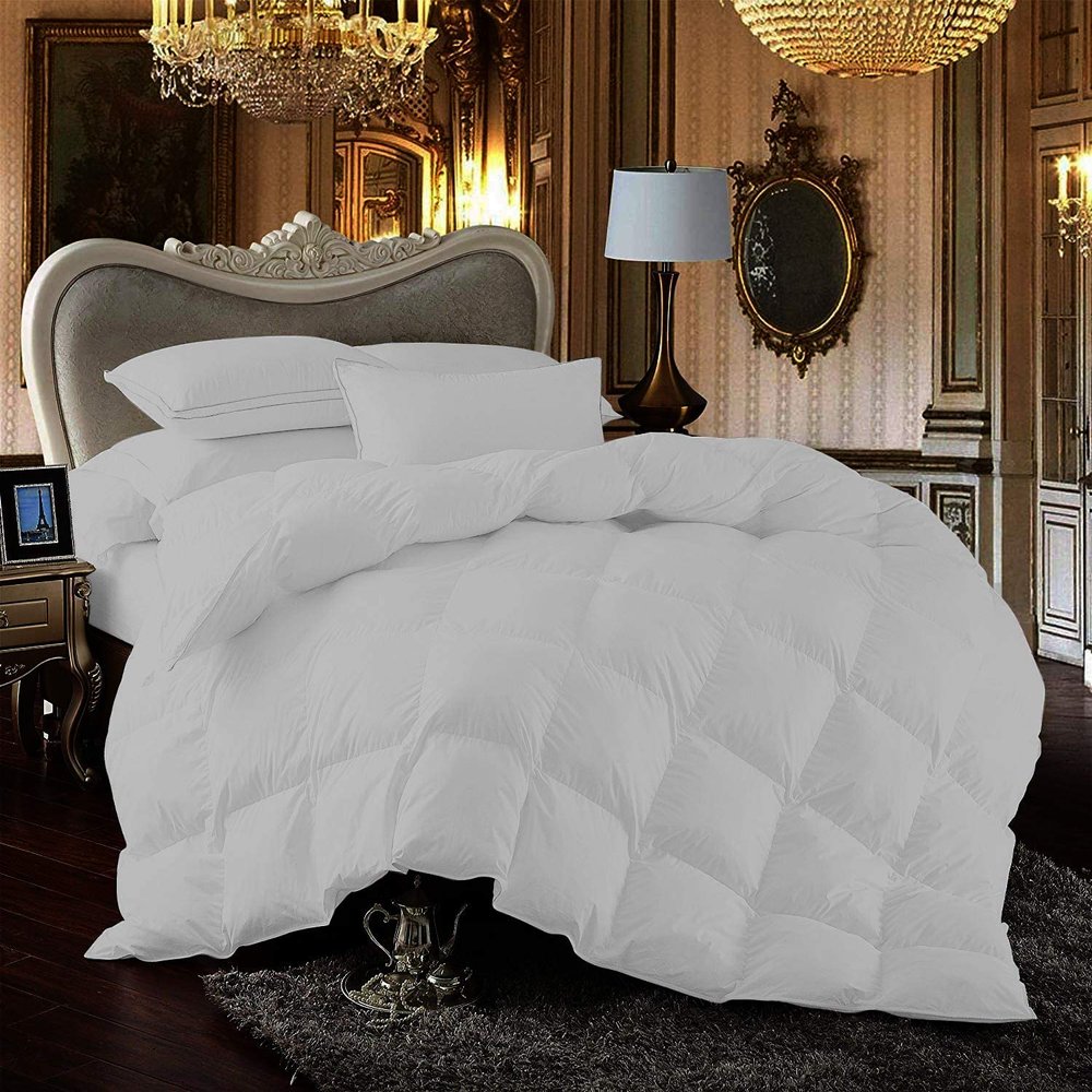 100% Pure Cotton All Season Comforter King (106'' x 90'') 600 GSM Fill Power Buffy Soft Quilted with Corner Tabs Light Grey