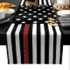 Thin Red Line Table Runners Burlap-Cotton Runner 120 Inche Long, American USA Flag Enforcement Farmhouse Table Runners, Red Stripes Outdoor Dining Tablecloths Decor for Party/Wedding 13x120 view 1