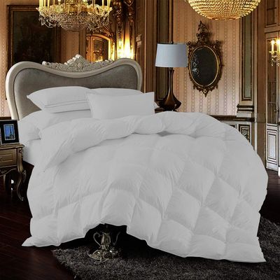 100% Pure Cotton All Season Comforter Cal-King (110'' x 98'') 600 GSM Fill Power Buffy Soft Quilted with Corner Tabs Light Grey