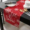 Christmas Red Table Runners Burlap-Cotton Runner Small 36 Inche, Let-it-snow Snowflake Durable Farmhouse Xmas Table Runners, Outdoor Dining Tablecloths Decor for Baby Shower/Party/Wedding 13x36 view 2