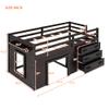 Twin Loft Beds with Storage Drawers Low Loft Bed Frame with Cabinet and Bedside Tray Wood Farmhouse Loft Bed for Kids Girls Boys Teens, Espresso view 2