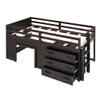 Twin Loft Beds with Storage Drawers Low Loft Bed Frame with Cabinet and Bedside Tray Wood Farmhouse Loft Bed for Kids Girls Boys Teens, Espresso view 4