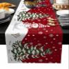 Christmas Snowman Table Runners Burlap-Cotton Runner 108 Inche Long, Xmas Snowflake Red Farmhouse Holiday Table Runners, Outdoor Dining Tablecloths Decor for Baby Shower/Party/Wedding 13x108 view 1
