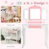 Costzon Kids Vanity Set with Mirror, 2 in 1 Princess Makeup Dressing Table w/Detachable Top, Toddler Girls Vanity with Tri-Fold Mirror, Drawer & Stool, Vanity Set for Little Girls, White view 2