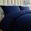100% Cotton 4 Piece Zipper Closure Duvet Set 12" Deep Pocket, 800 Thread Count Cooling Comforter Cover Set, Soft Sateen Weave Full Size Navy Blue Duvet Cover Set view 3