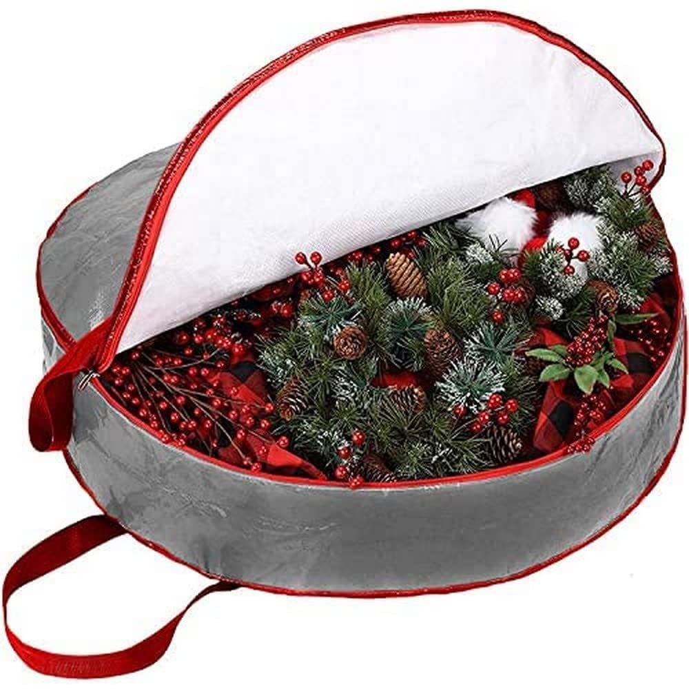 Ram Grey Waterproof Wreath Storage Bag with Zip Waterproof Wreath Storage Bags for 30 INCH