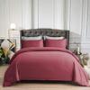 100% Cotton 4 Piece Zipper Closure Duvet Set 12" Deep Pocket, 800 Thread Count Cooling Comforter Cover Set, Soft Sateen Weave Twin Size Burgundy Duvet Cover Set view 2