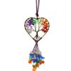 Handmade Cute Boho Tree of Life Chakra Stones Car Mirror Hanging Accessories for Women and Men,7 Chakras Healing Crystal Car Rear View Mirror Hanging Charm and Wall Door Windows Decor view 1