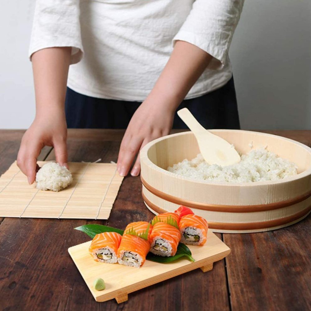 12 Sizes Large Wooden Hangiri Sushi Rice Mixing Bowl Tub for Sushi Restaurant Sushi 10-28 Inches Diameter White Solid Wood,39cm/15.3in