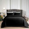 100% Cotton 4 Piece Zipper Closure Duvet Set 12" Deep Pocket, 800 Thread Count Cooling Comforter Cover Set, Soft Sateen Weave California King Size Black Duvet Cover Set view 2