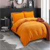 100% Cotton 4 Piece Zipper Closure Duvet Set 12" Deep Pocket, 800 Thread Count Cooling Comforter Cover Set, Soft Sateen Weave California King Size Orange Duvet Cover Set view 1
