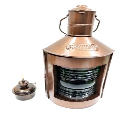 Vimal Nautical 2 Piece Brown Antique Dimensions 12 inch Brass Boat or Ship Oil Lamp Lantern for Starboard Glass Height: 12 inches Width: 6 inches Depth: 4.75 inches Approx.