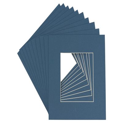 CountryArtHouse Steel Blue Acid Free 7x7 Square Picture Frame Mat with White Core Bevel Cut for 5x5 Pictures - Fits 7x7 Frame