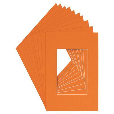 CountryArtHouse Orange Acid Free 7x7 Square Picture Frame Mat with White Core Bevel Cut for 5x5 Pictures - Fits 7x7 Frame
