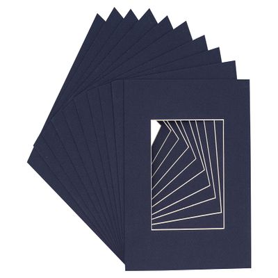 CountryArtHouse Navy Blue Acid Free 7x7 Square Picture Frame Mat with White Core Bevel Cut for 5x5 Pictures - Fits 7x7 Frame