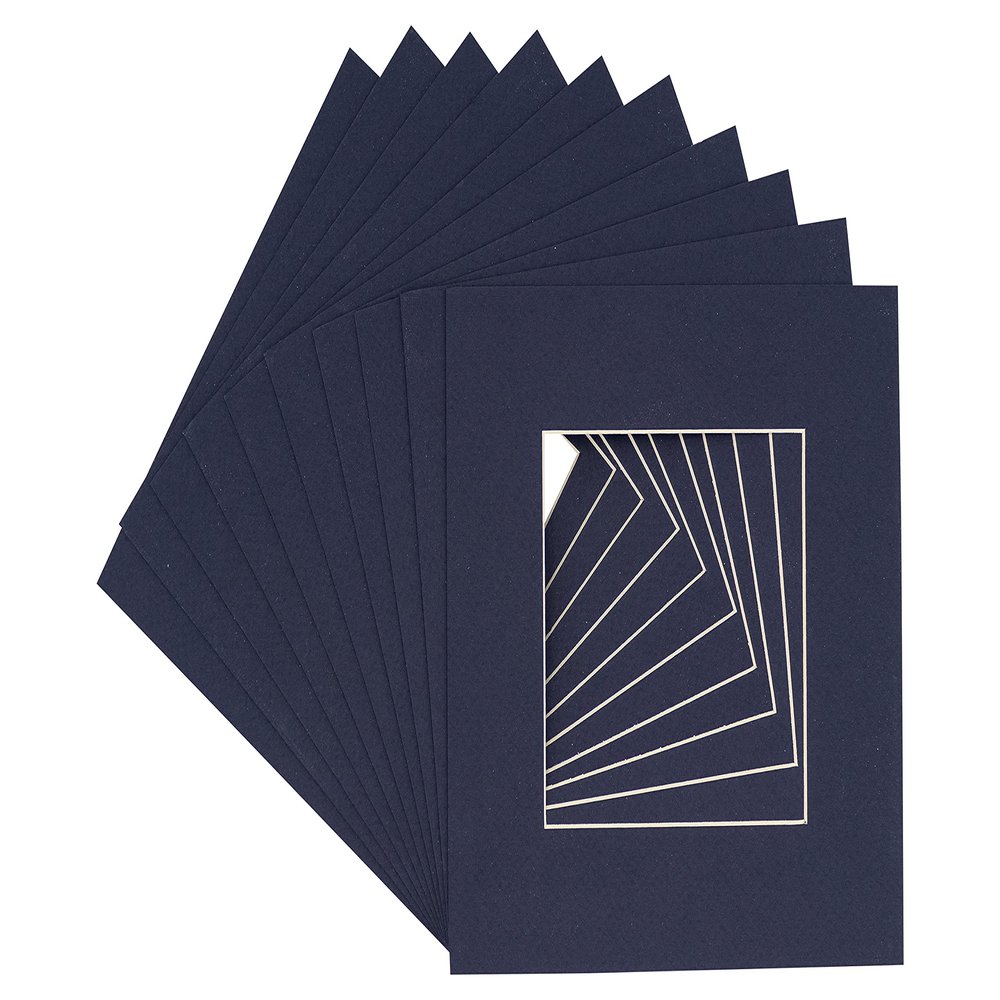 CountryArtHouse Navy Blue Acid Free 7x7 Square Picture Frame Mat with White Core Bevel Cut for 5x5 Pictures - Fits 7x7 Frame