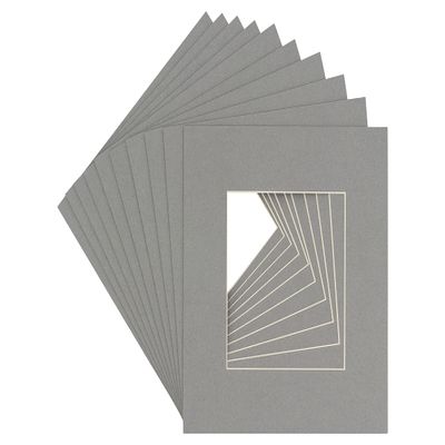 CountryArtHouse Mid Grey Acid Free 7x7 Square Picture Frame Mat with White Core Bevel Cut for 5x5 Pictures - Fits 7x7 Frame